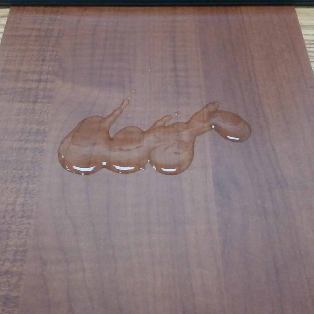 Hand sanitizer applied directly to flooring